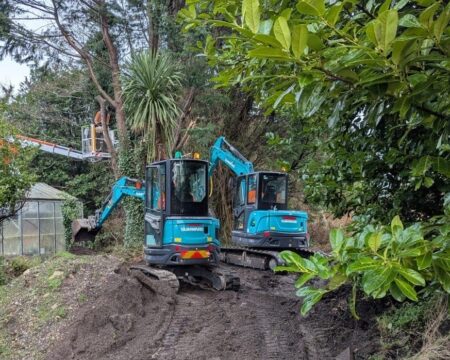 Sunward SWE 25UF and SWE 60UF zero-tail excavators at work for Roots to Shoots on the Isle of Man